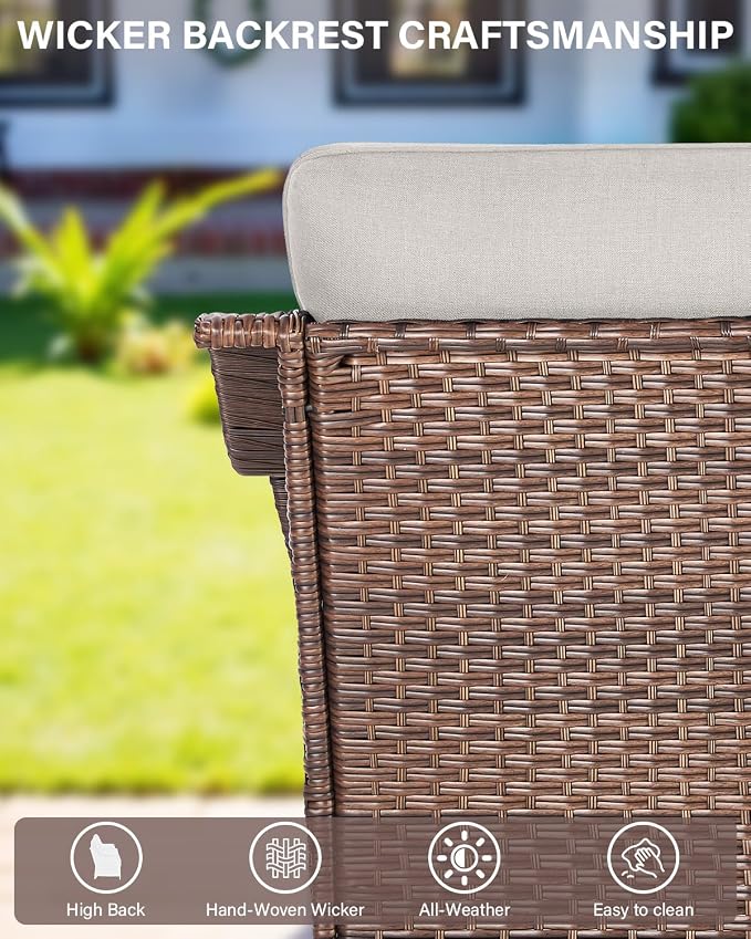 10 Piece High Back Outdoor Patio Furniture Set - Image 7