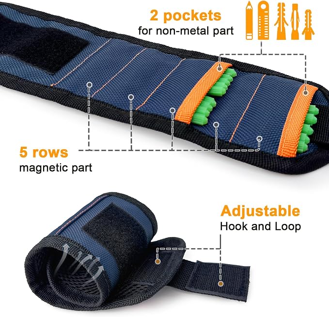 vidsel Magnetic Tool Holder Belt & Wrist-Band, Adjustable Work Gadget - Image 4