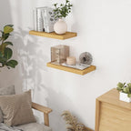 Floating Shelves 16 Inch Long, Wall-Mounted Bathroom Shelves Set of 2, 9.3 Inch - Image 2