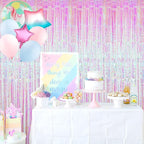 GOER 3.2 ft x 9.8 ft Metallic Tinsel Foil Fringe Curtains Party Photo Backdrop - Image 2