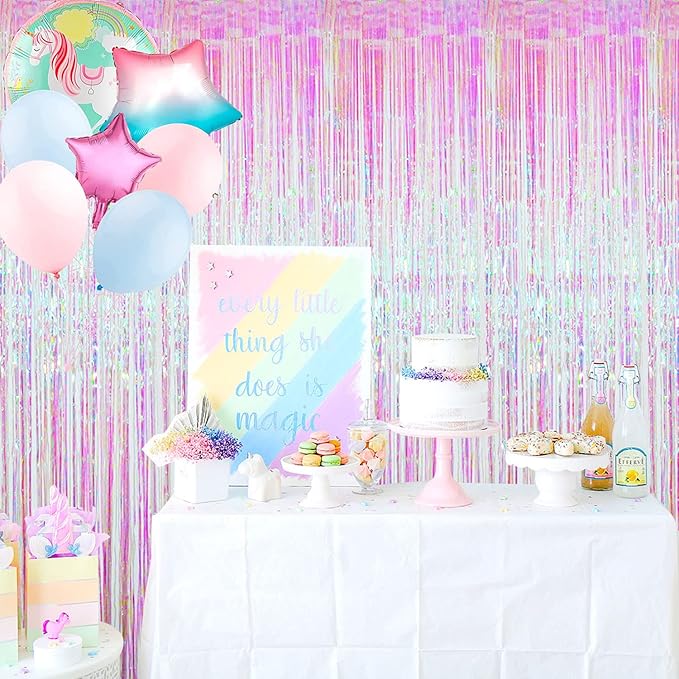GOER 3.2 ft x 9.8 ft Metallic Tinsel Foil Fringe Curtains Party Photo Backdrop - Image 3