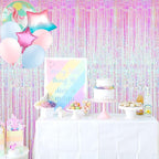 GOER 3.2 ft x 9.8 ft Metallic Tinsel Foil Fringe Curtains Party Photo Backdrop - Image 3