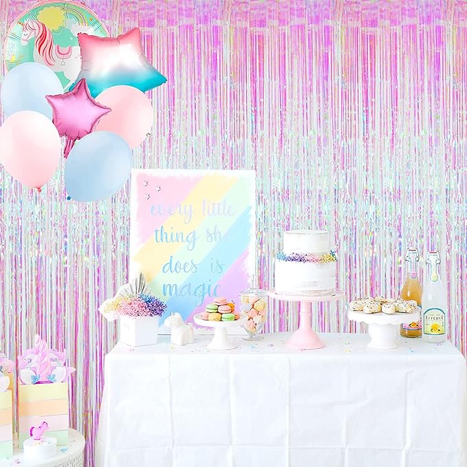 GOER 3.2 ft x 9.8 ft Metallic Tinsel Foil Fringe Curtains Party Photo Backdrop - Image 3