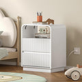 Dresser with 2 Drawers and Charging Station, Fluted Bedside Table with Round by BORNOON