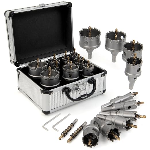 MAZING 16PCS TCT Hole Saw Kit for Hard Metal, 5/8"-2-1/8" Carbide Tungsten by MAZING