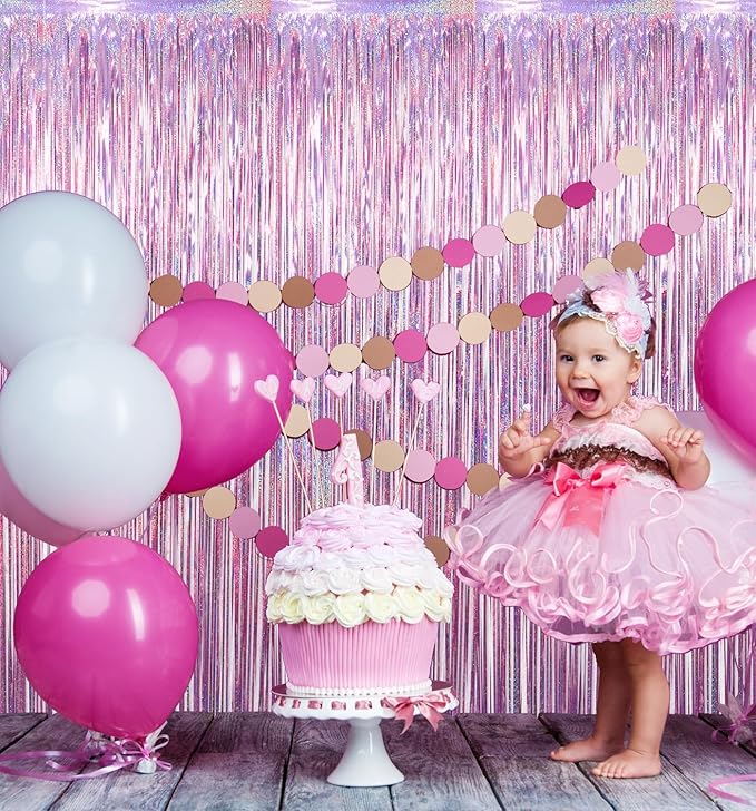 GOER 3.2 ft x 8.2 ft Metallic Tinsel Foil Fringe Curtains Party Photo Backdrop - Image 3