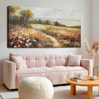 YETHEN WAL Floral Wildflower Meadow Wall Art – Countryside Cottage Landscape by Unknown