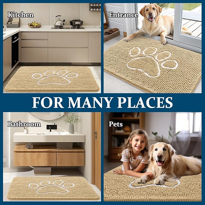 OLANLY Dog Door Mat for Muddy Paws 70x24, Paw Print Design, Absorbs Moisture - Image 8