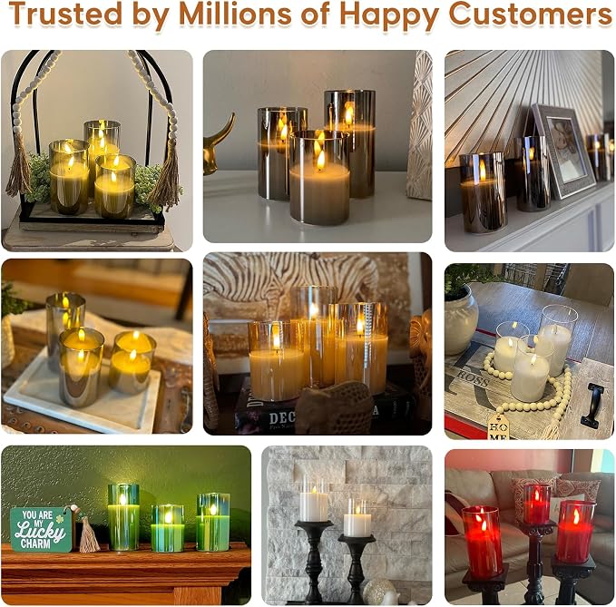 Eywamage Red Glass Flameless Pillar Candles - Image 7