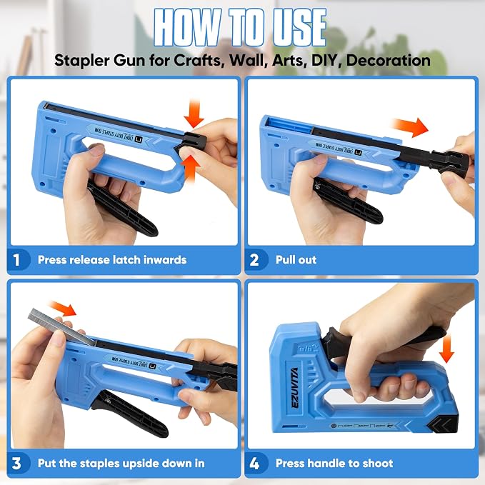 Light Duty Staple Gun for Wood, 3/8 inch and Staple Remover, Stapler Gun for - Image 8