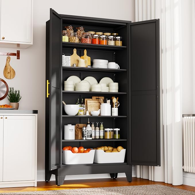75" Metal Kitchen Pantry Cabinet, Cabinet - Image 2