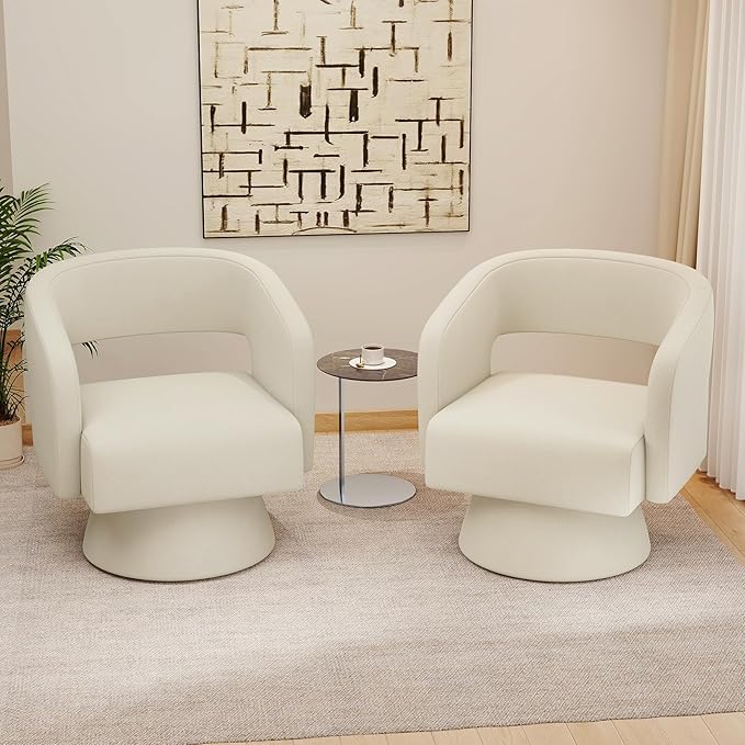 Swivel Accent Chair, Modern Comfy Chenille Barrel Chairs, Oversized Upholstered - Image 9