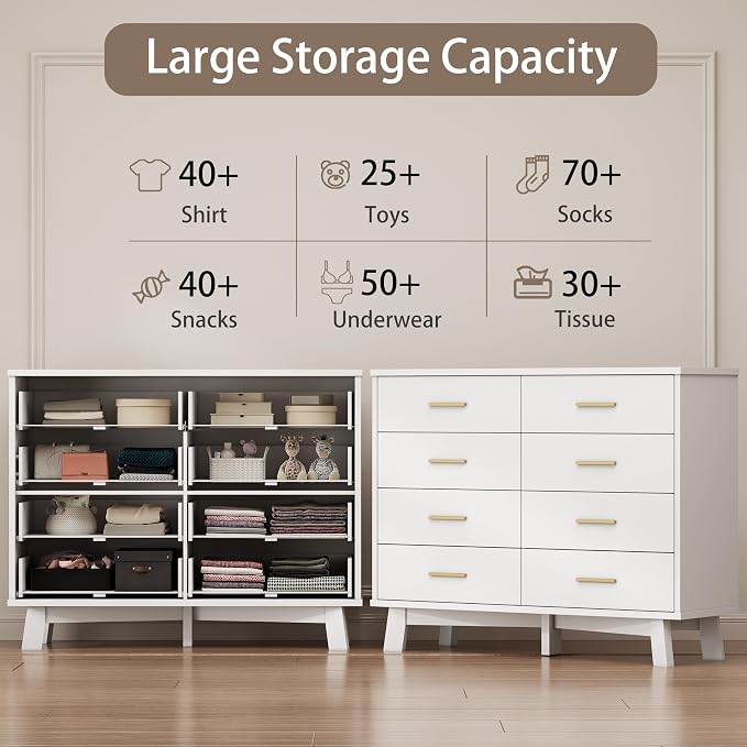 Dresser for Bedroom, 8 Drawer Wide Modern Chest of Drawers - Image 3