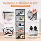 New Gray 8 Pack Shoe Boxes Stackable, Large Shoe Storage Organizer - Image 7