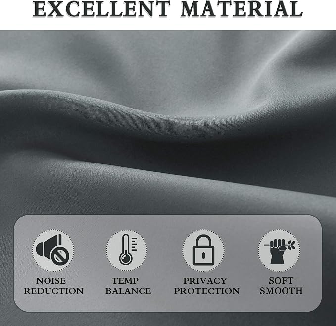 DONREN Medium Grey Blackout Curtains - Image 5