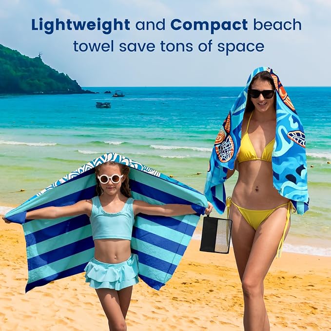 2 Pack Microfiber Beach Towel Oversized 71"x32" Sand Free Quick Dry Absorbent - Image 3