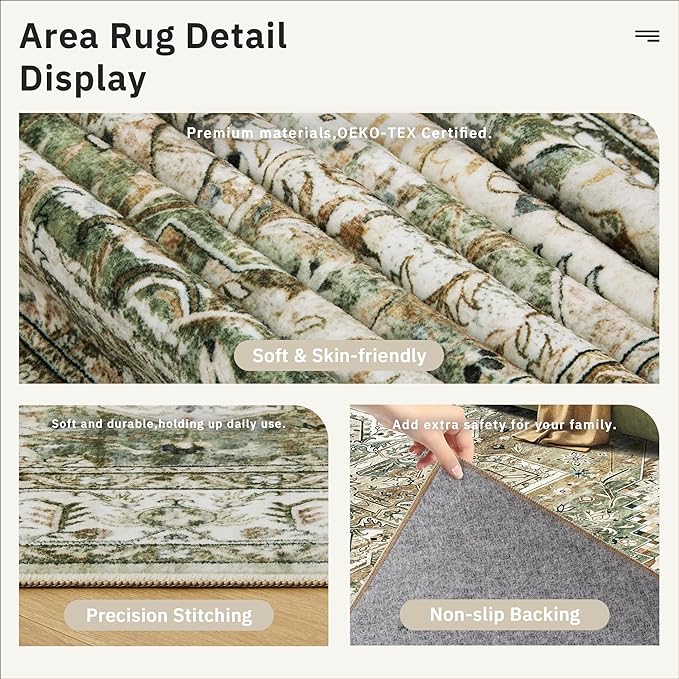 5x7 Area Rugs Low Pile Indoor Washable Trendy Faded Style Rugs - Image 6