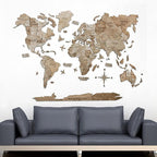Handmade 3D Wood World Map Wall Art Large Wall Decor Track Your World Travels - Image 3