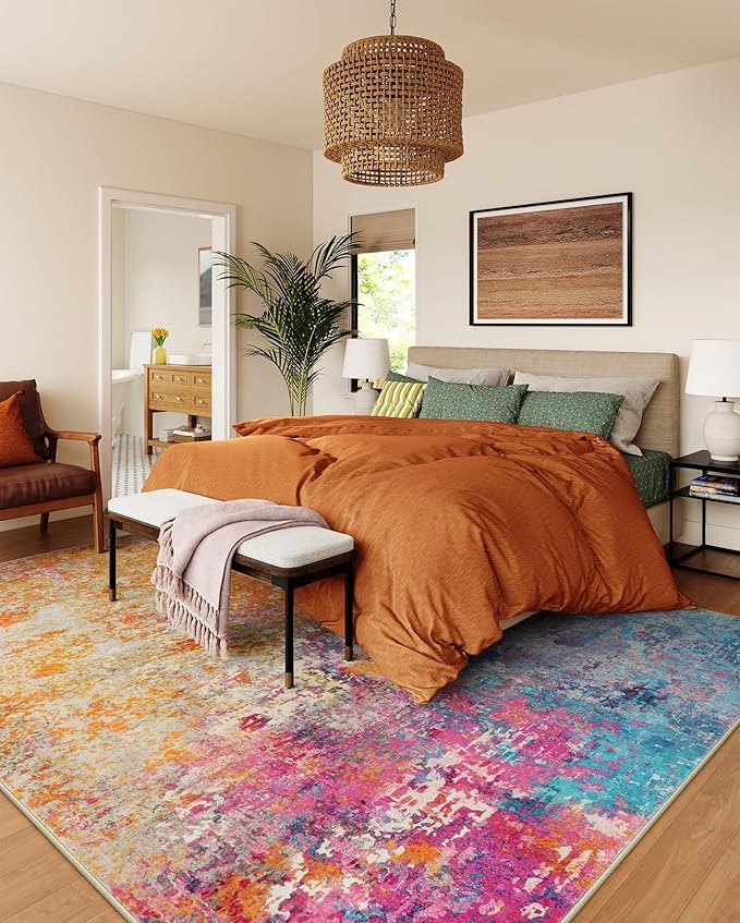 Lahome Modern Abstract Washable Living Room Rug, Colorful 8x10 Area Rugs - Image 2