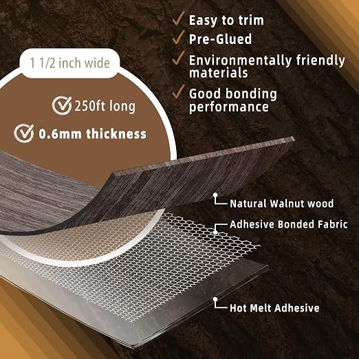 GSCIT Club Walnut Edge Banding, 1 1/2 inch x 250ft roll of Veneer Edge Banding - Image 2
