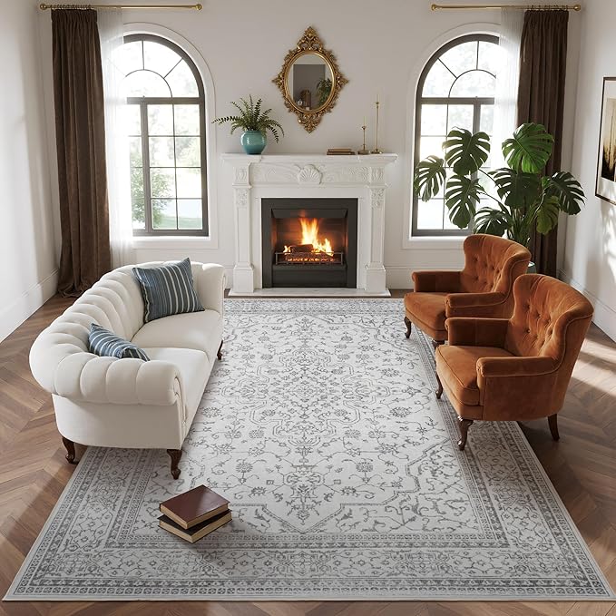 Washable Rugs 8x10 Area Rugs for Living Room, Dining Room- Soft Low Pile by Lbris