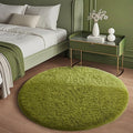 Ophanie Round Rug 4Ft Green Circle Area Rug, Fluffy Fuzzy Bedroom Carpet by Ophanie