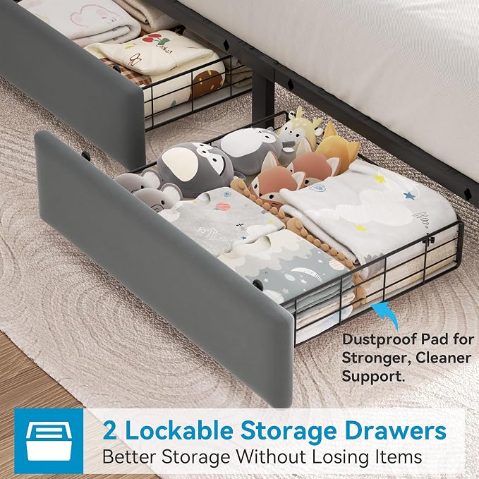 Twin Upholstered LED Bed Frame - Image 4