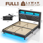 Rolanstar Full Size Bed Frame, Storage Headboard - Image 2