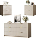 3-Piece Dresser Bedroom Set, 6 Drawer Dresser & 2 Drawer Nightstands by MAISONARIA