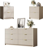 3-Piece Dresser Bedroom Set, 6 Drawer Dresser & 2 Drawer Nightstands by MAISONARIA