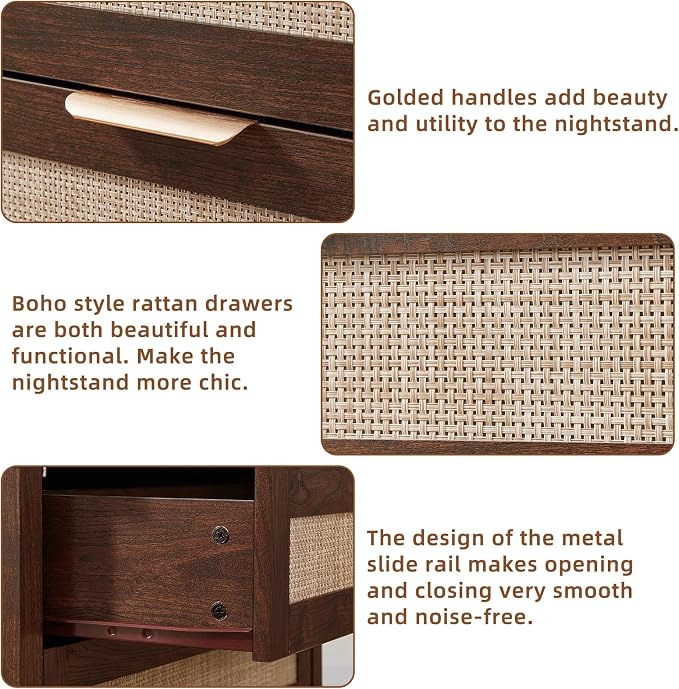 LEYAOYAO 31.5" Wide Rattan Night Stand - Image 4