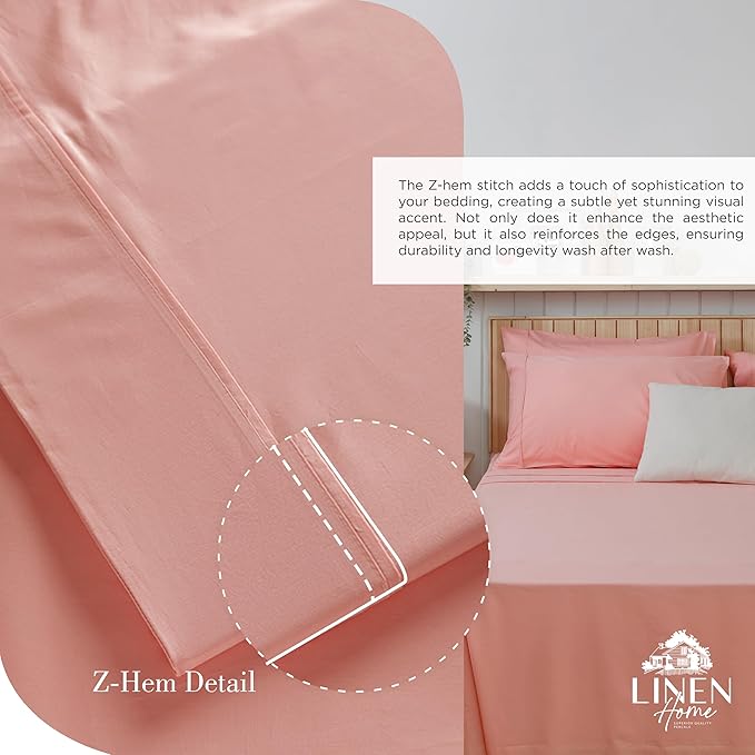 Linen Home 100% Cotton Percale Sheets Queen Size, English Rose, Deep Pocket - Image 3