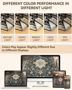 Area Rugs 7ft Washable Non-Slip, Floral Vintage Distress Print Pattern - Image 5