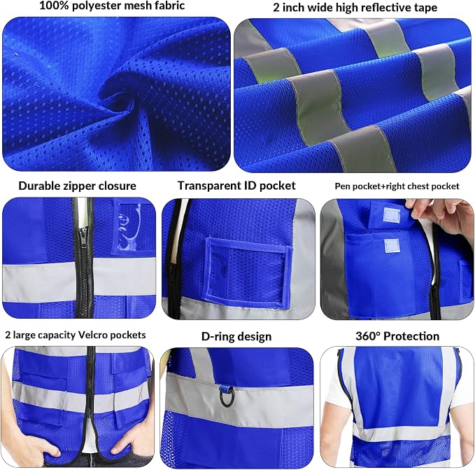 BeautyWill Custom Safety Vest Logo Class 2 High Visibility Reflevtive Vest - Image 3