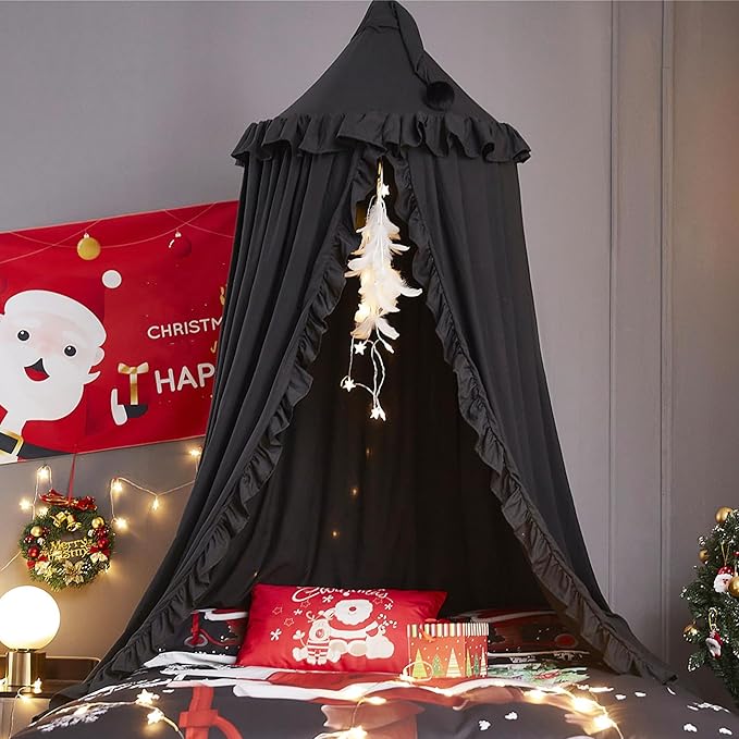 VETHIN Bed Canopy for Girls, Princess Round Dome Dreamy Mosquito Net Bedding by VETHIN