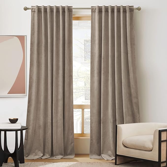 RYB Home Bedroom Curtains Heavy Velvet, Room Darkening Privacy Window Curtains by RYBHOME
