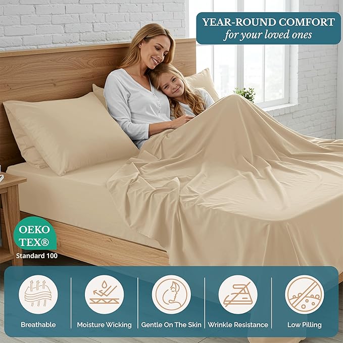Casa Platino California King Sheets Pre-Washed Ultra Soft & Breathable Cooling - Image 5