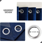 Joydeco Royal Blue Velvet Curtains 90 inch Curtains, Luxury Grommet Blackout - Image 2
