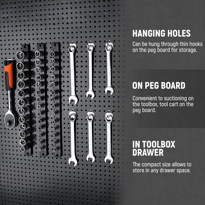ALOANES Magnetic Socket Organizer Set, 3-Piece Heavy Duty Aluminum Socket - Image 5