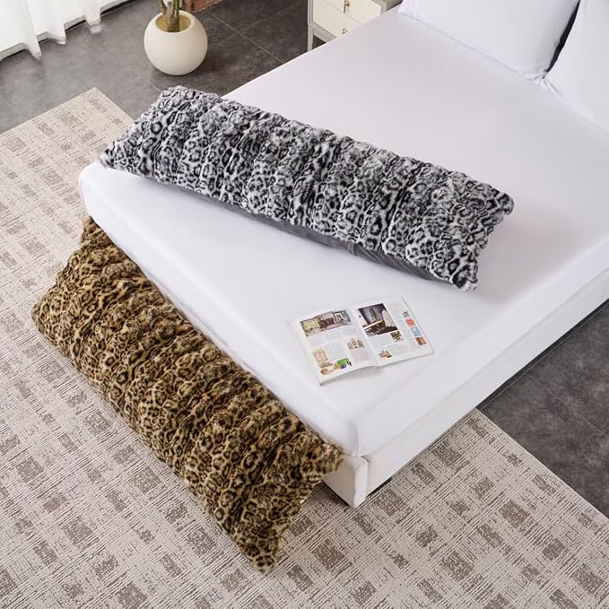 20x54 Fluffy Leopard Print Full Body Pillow, Cheetah Print Plush Fuzzy Faux Fur - Image 9