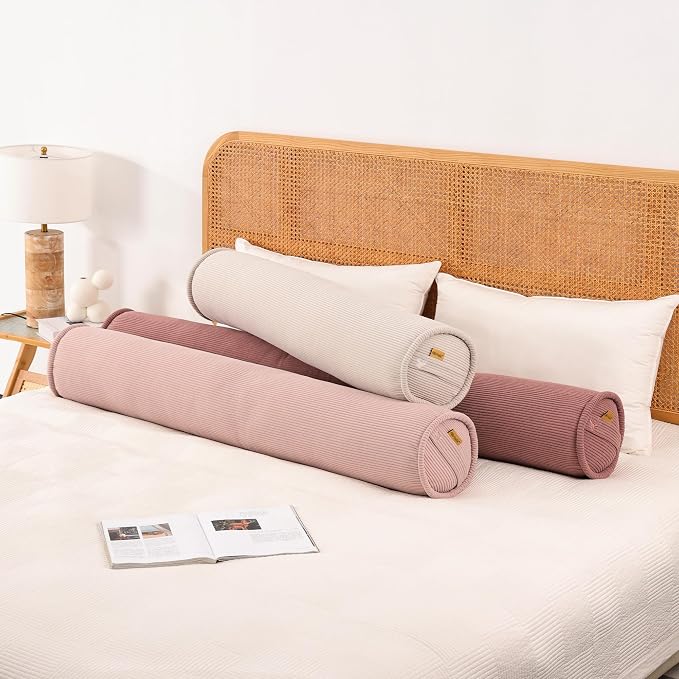 Body Pillow for Adults – Corduroy Long Round Bolster Pillow for Bed, Cuddle - Image 7