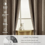 Extra Long Linen Curtains 144 inch Length 2 Panels Thick Faux Linen Blended - Image 3