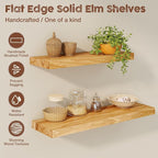 fuqing Floating Shelves for Wall, 72 inch Rustic Solid Elm Wood Floating Shelves - Image 4