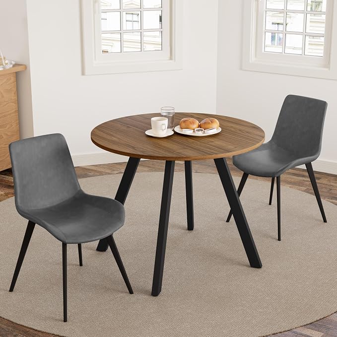 34.6'' Dining Table and Chairs for 2, Mid Century Modern Round Table Set - Image 7