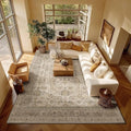 Washable 8x10 Area Rugs for Living Room, Boho Non-Slip Vintage Distress Large by Hedwior