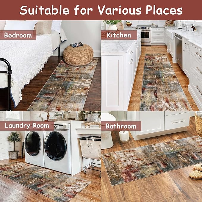 Lahome Modern Abstract Kitchen Runner Rugs Non Skid Washable, 2x6 Rug Runners - Image 6