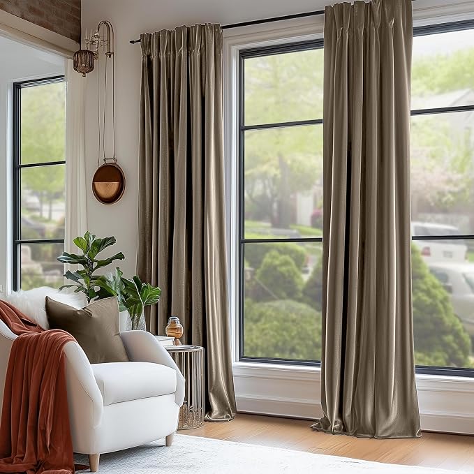 Lazzzy Velvet Blackout Curtains Thermal Insulated Room Window Drapes Super Soft - Image 5