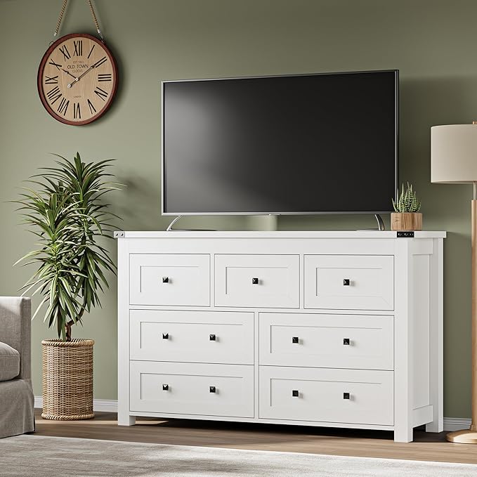7-Drawer Dresser, Modern Wooden Storage Chest of Drawers, Dresser TV Stand - Image 5