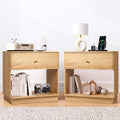 Narrow Nightstand Set of 2, Wooden Small 2 Drawer Nightstand, Slim Side End by FurSchFurniture