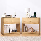 Narrow Nightstand Set of 2, Wooden Small 2 Drawer Nightstand, Slim Side End by FurSchFurniture